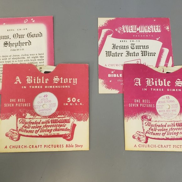 1947 Vintage view master reels Bible Stories Good Shephard & turns water to wine - Picture 1 of 2